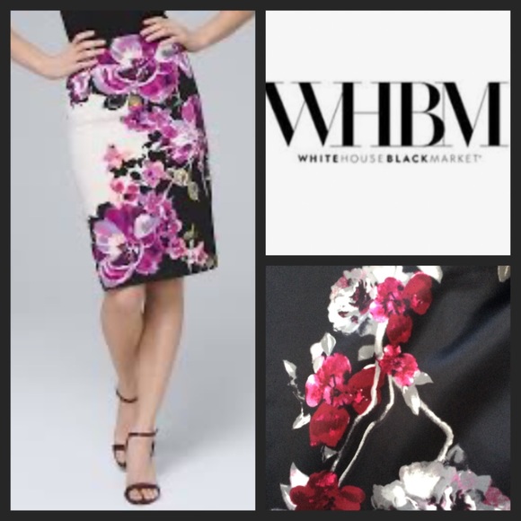 White House Black Market Dresses & Skirts - WHBM Floral Satin Pencil Skirt